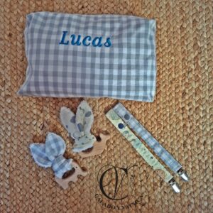 Pack maxi neceser + 2 chupeteros + 2 mordedores Lucas